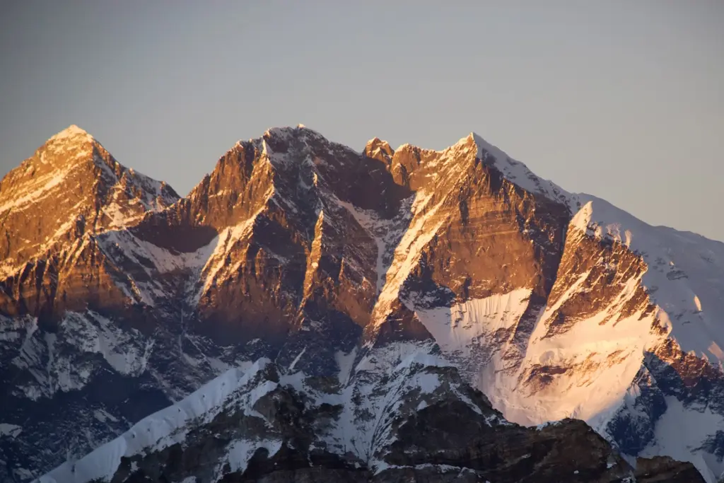 Mount Lhotse fourth highest mountain with everest in the back