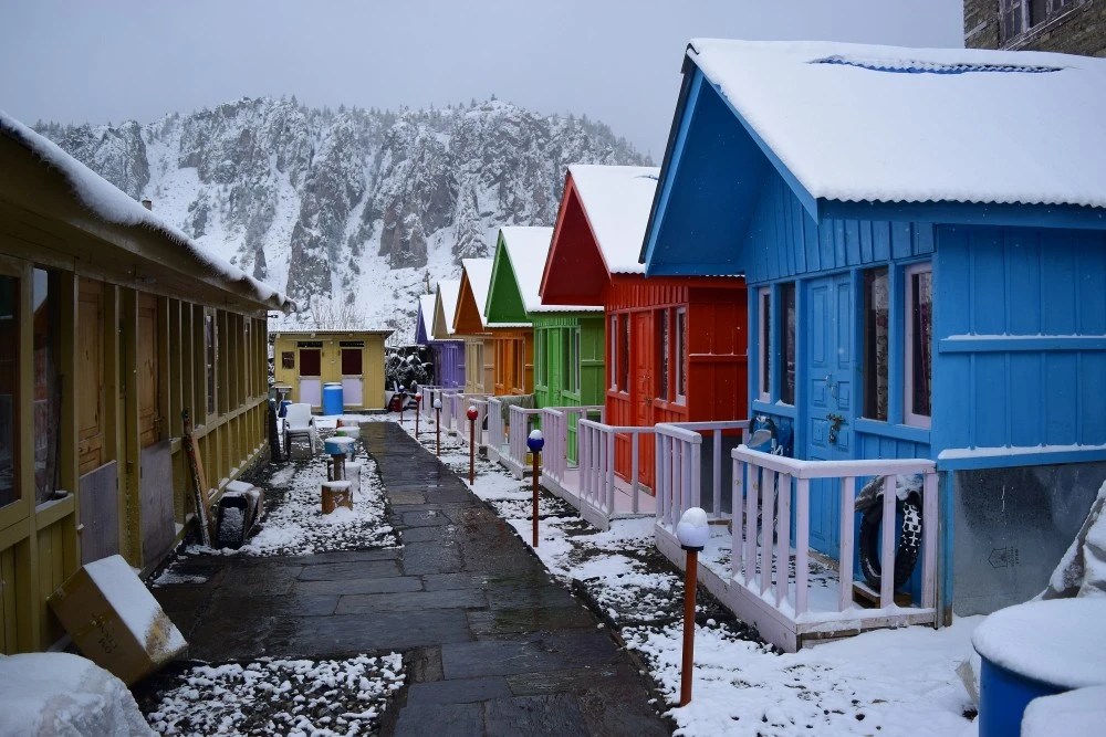 Snowfall in Manang Valley