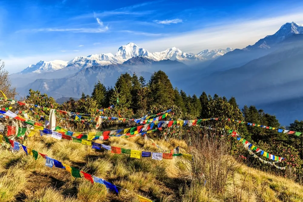 Sunrise mountain view from Ghorepani Poonhill 