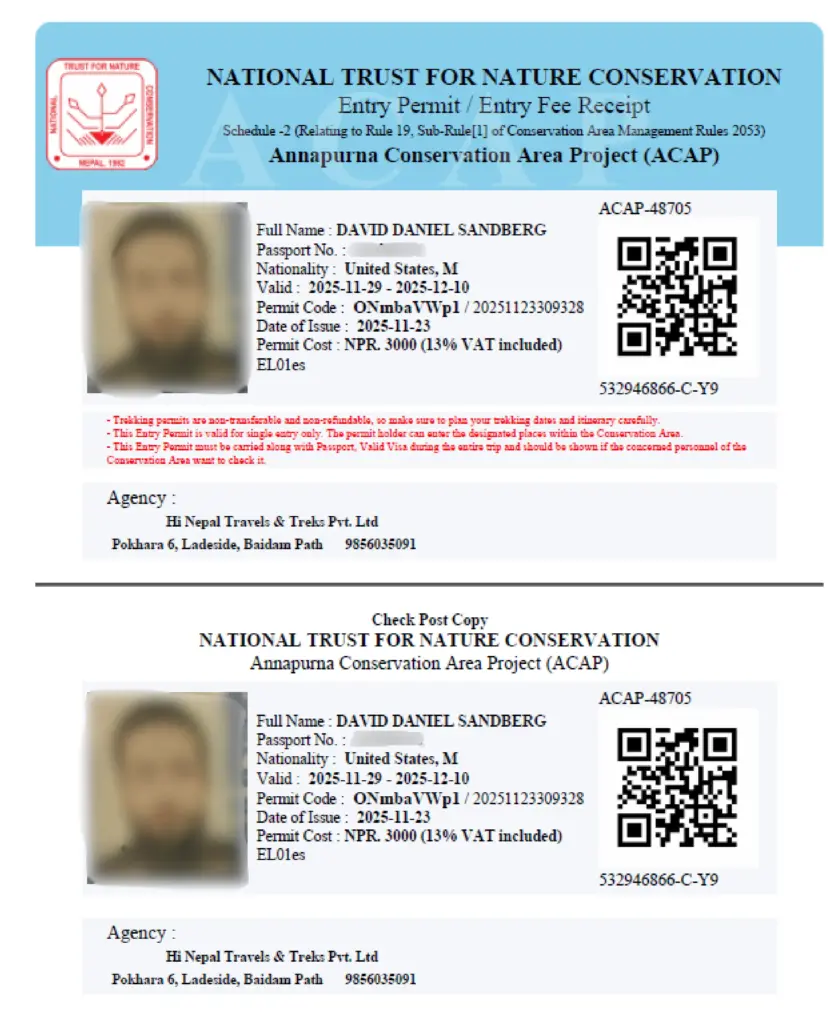 Annapurna Circuit Trek Permit - ACAP - Hi Nepal Travels & Treks