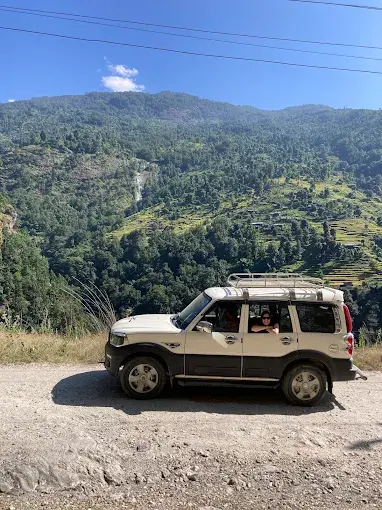 beautiful hill scenery while traveling to Muktinath by Jeep