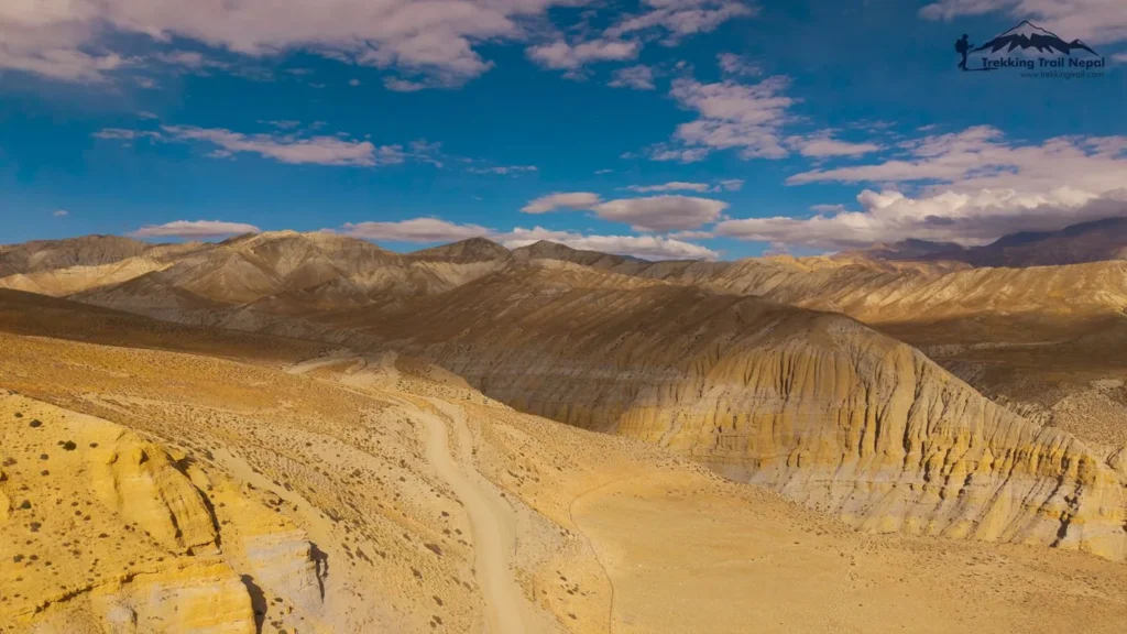 Beautiful upper mustang landscape with driving road - Upper mustang trek difficulty
