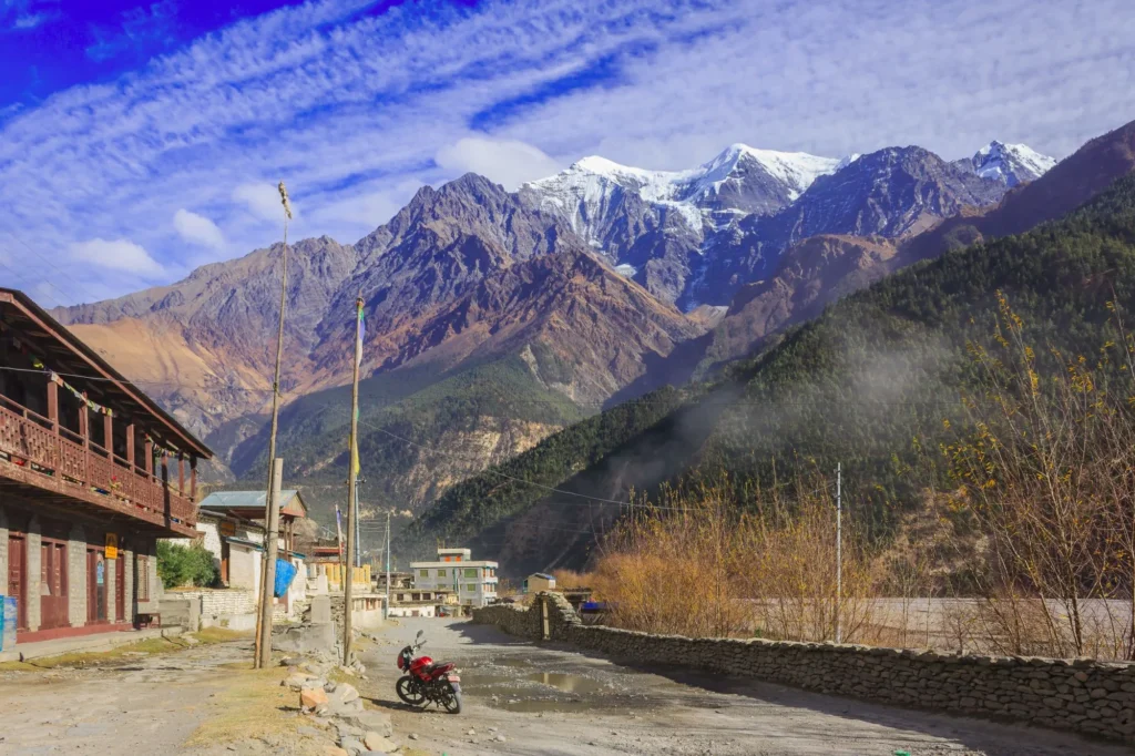 Tukuche Village Nepal with Mountain views in the back