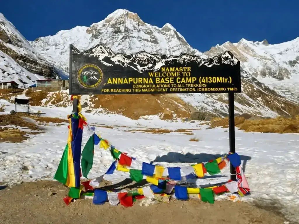 Annapurna Base Camp Trek final destination with mountain range