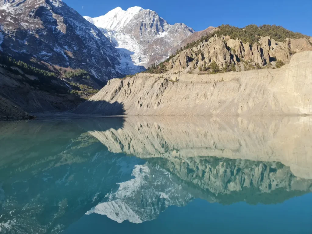 Blue Gangapura Glacier Lake in Manang