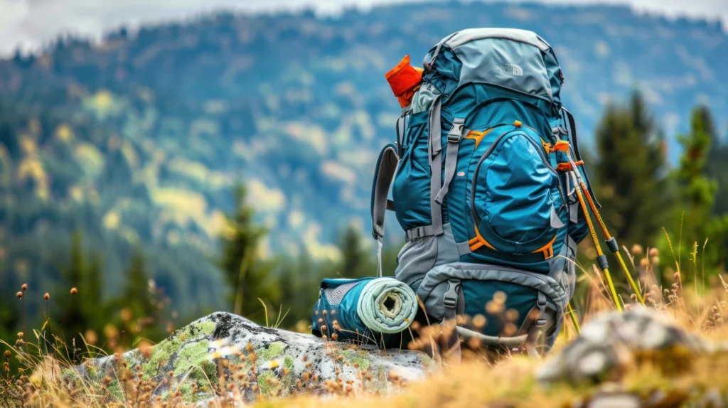 Trekking backpack with sleeping bag