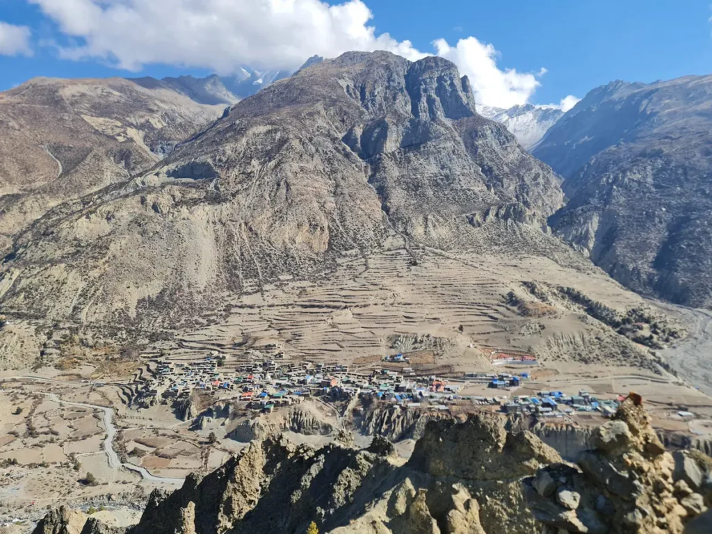 A whole Manang village in one photo - Rest day activities