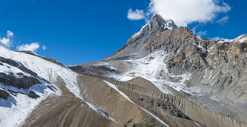 Trekkers approaching Thorong La on the Annapurna Circuit